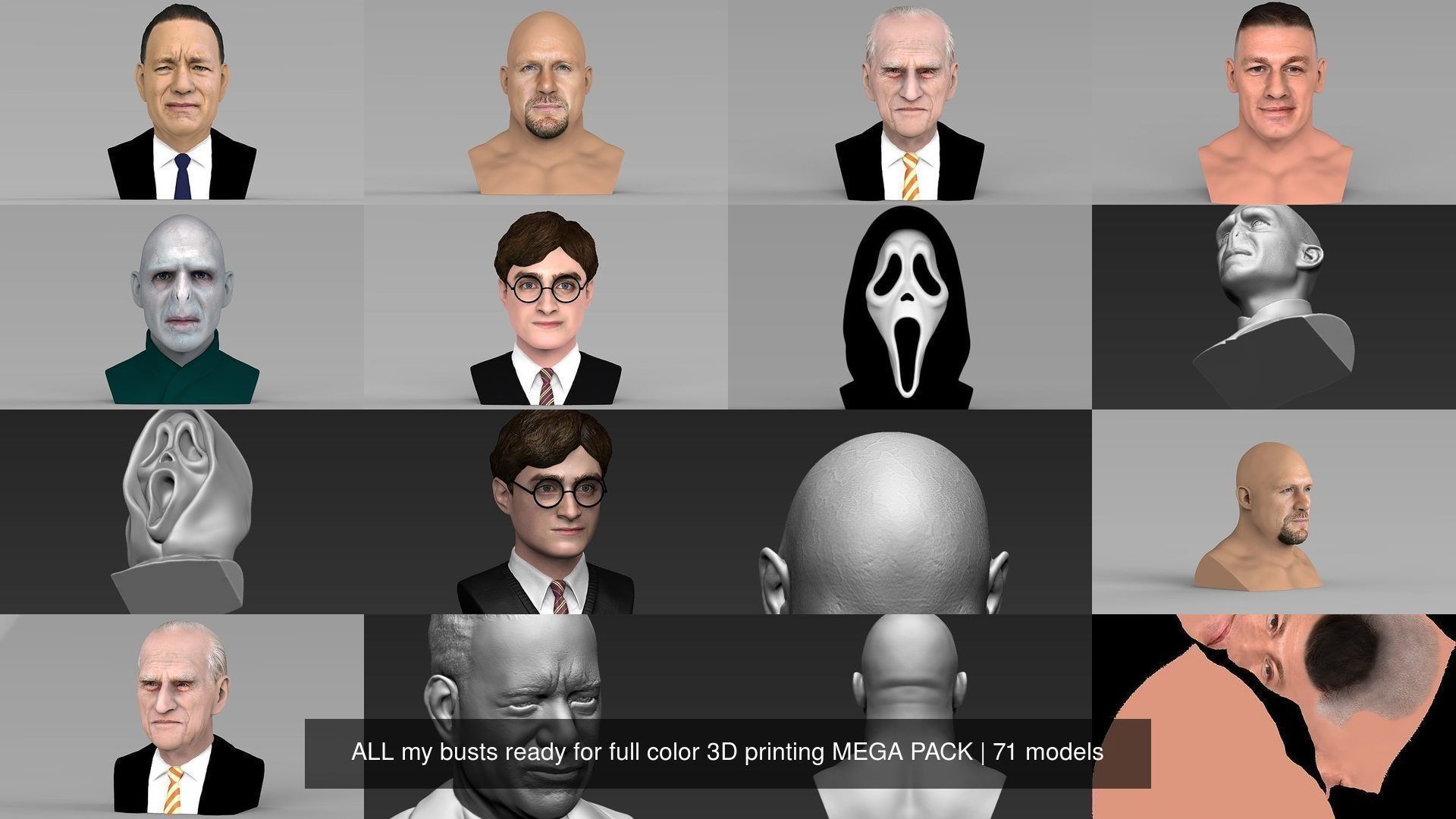 MEGA PACK 70 busts ready for full color 3D printing  3D Model Collection_89