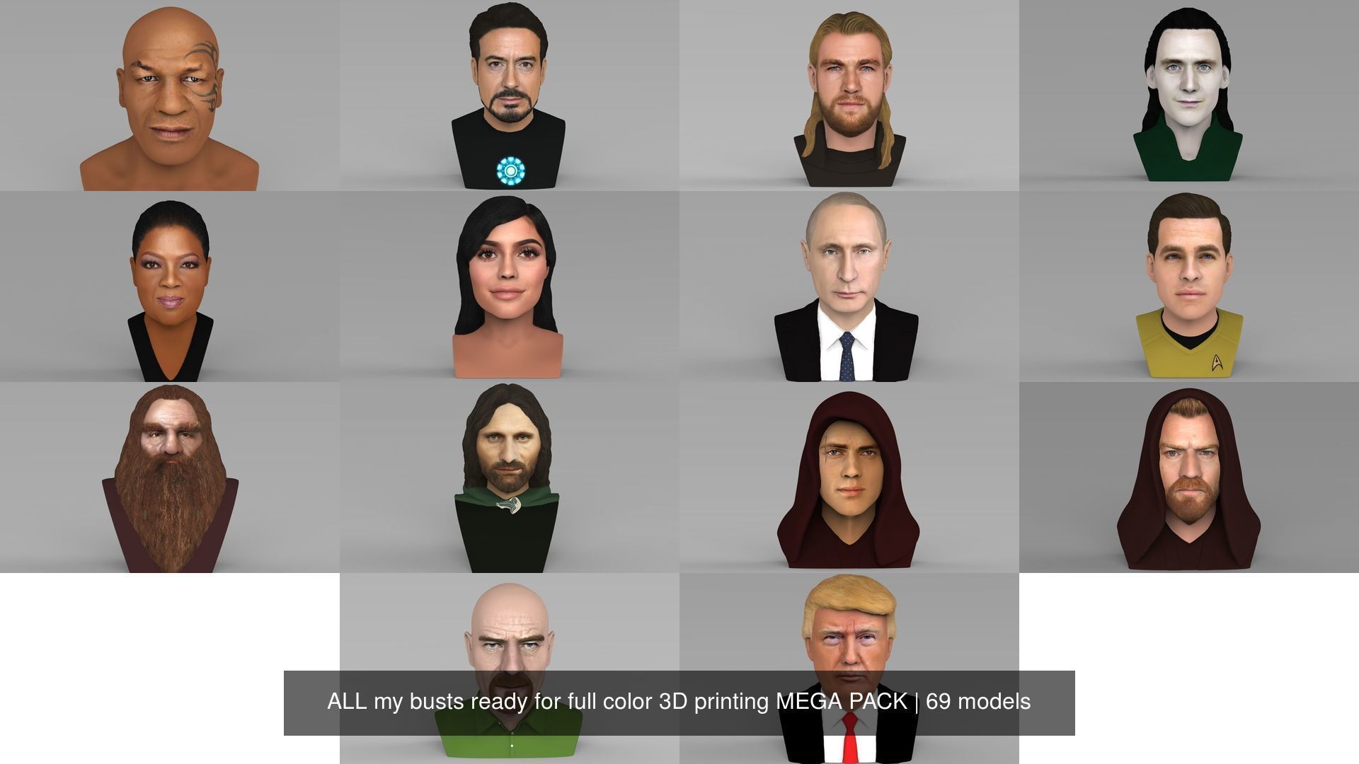 MEGA PACK 70 busts ready for full color 3D printing  3D Model Collection_101