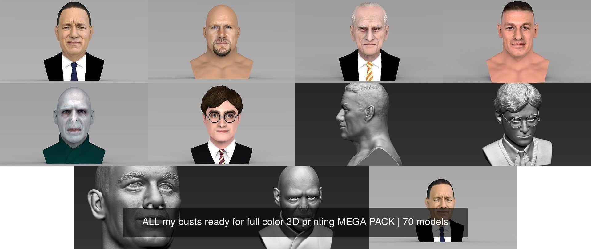 MEGA PACK 70 busts ready for full color 3D printing  3D Model Collection_103