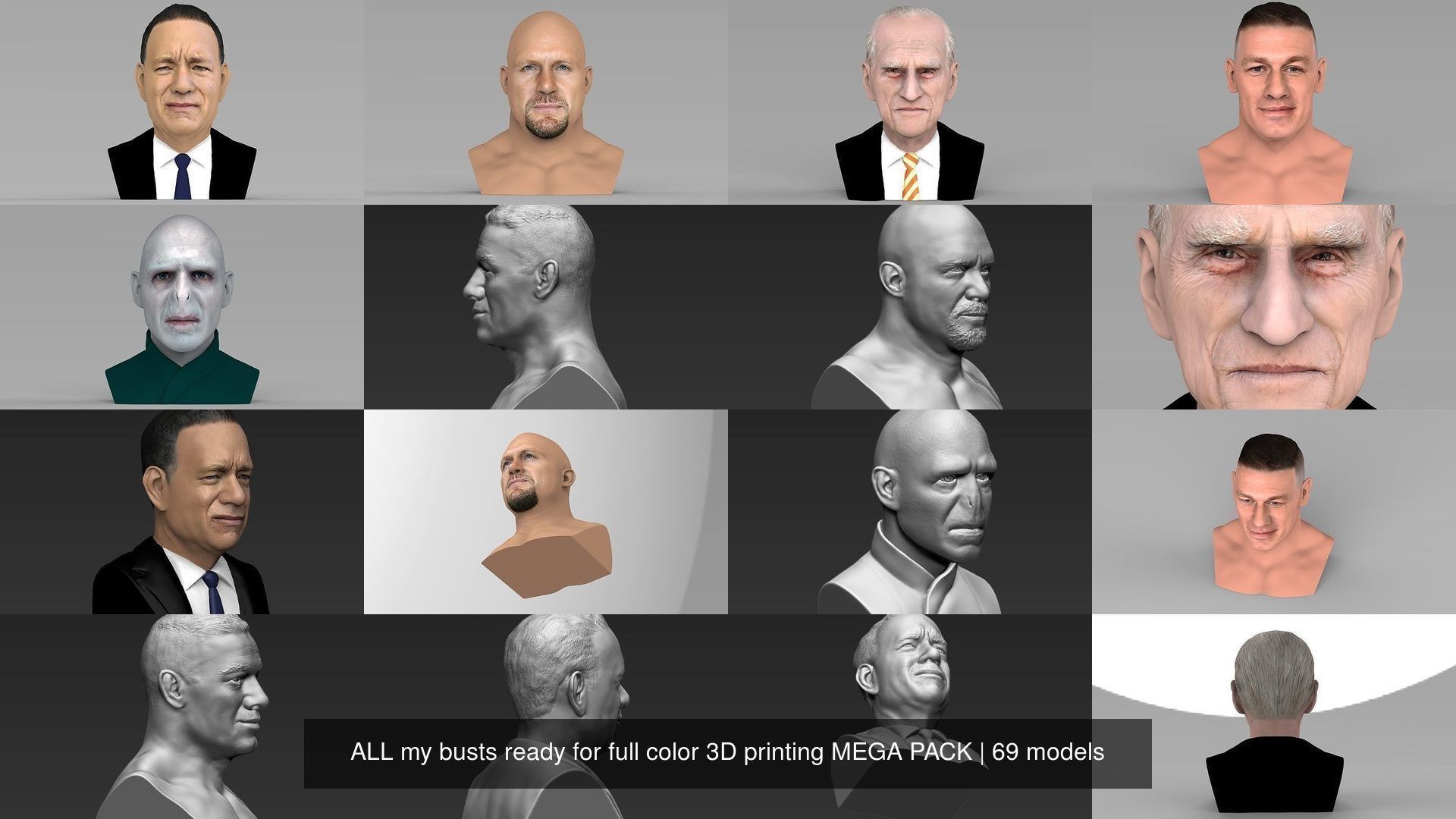MEGA PACK 70 busts ready for full color 3D printing  3D Model Collection_118
