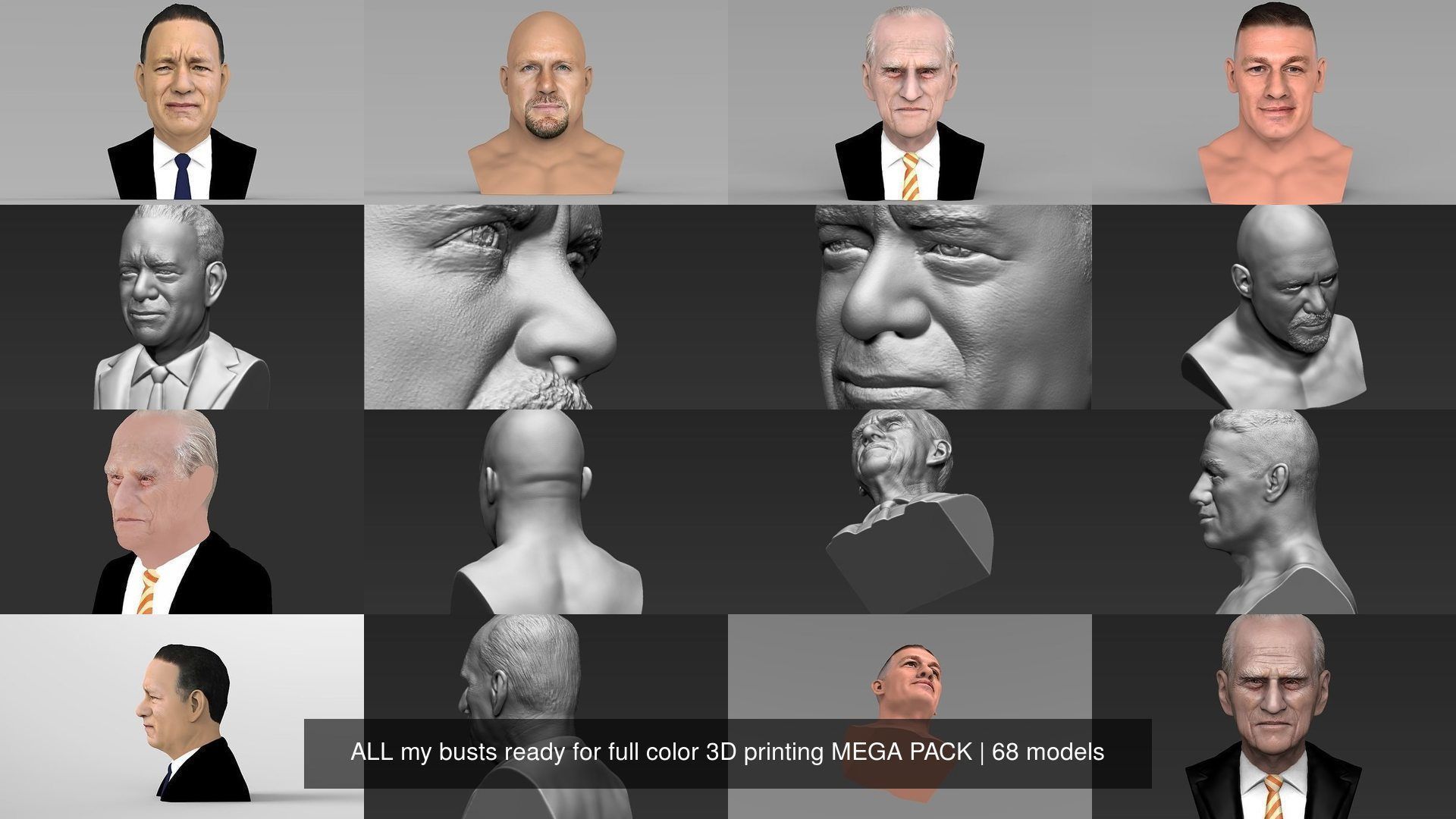 MEGA PACK 70 busts ready for full color 3D printing  3D Model Collection_127