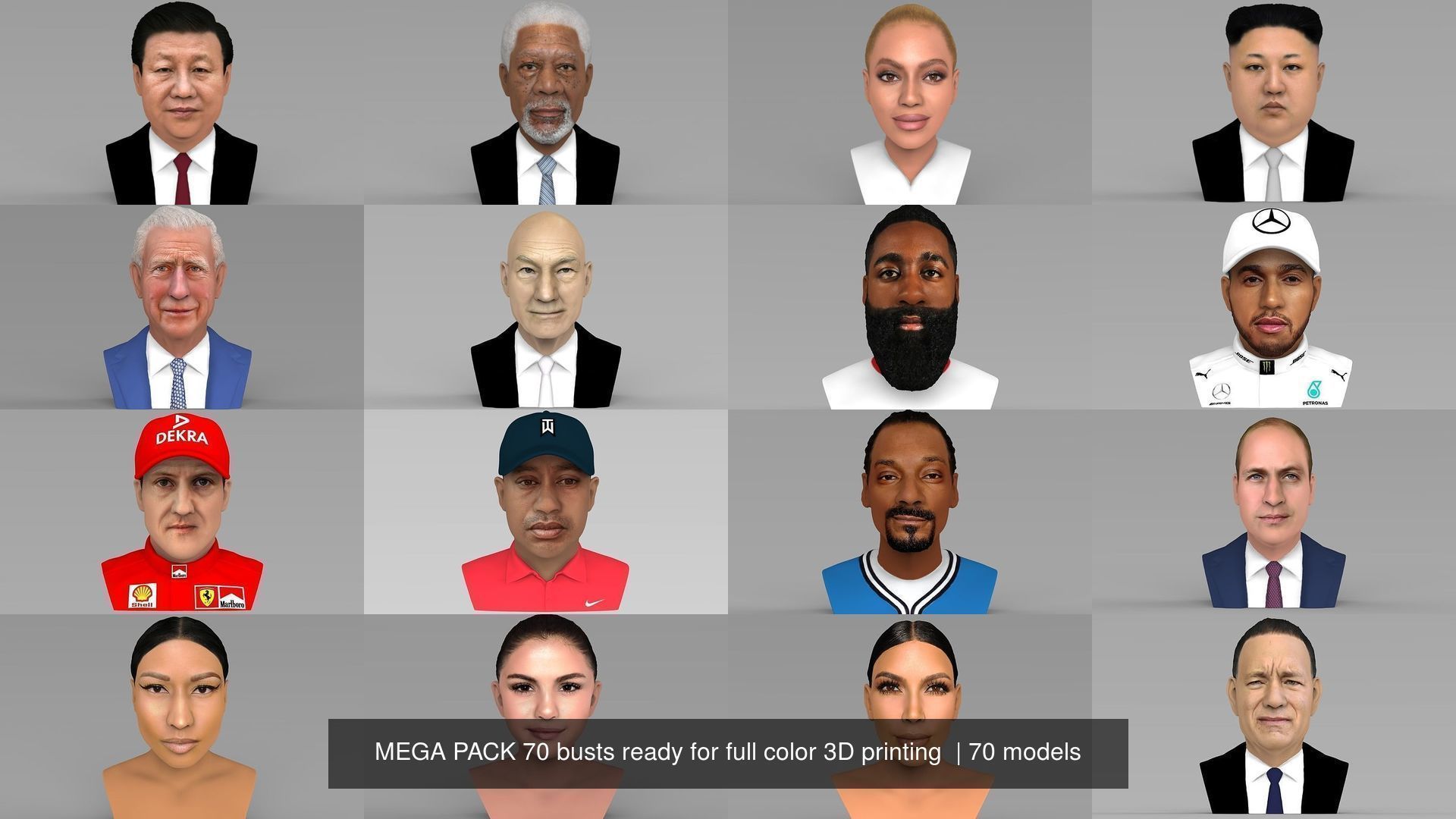 MEGA PACK 70 busts ready for full color 3D printing  3D Model Collection_39