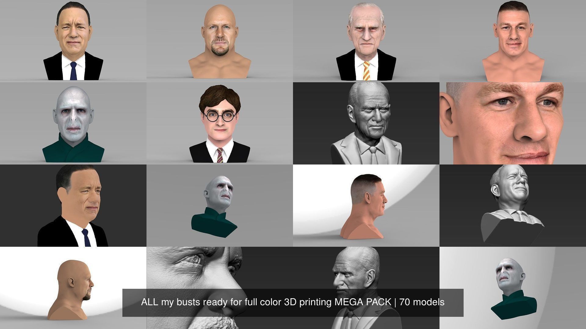 MEGA PACK 70 busts ready for full color 3D printing  3D Model Collection_120