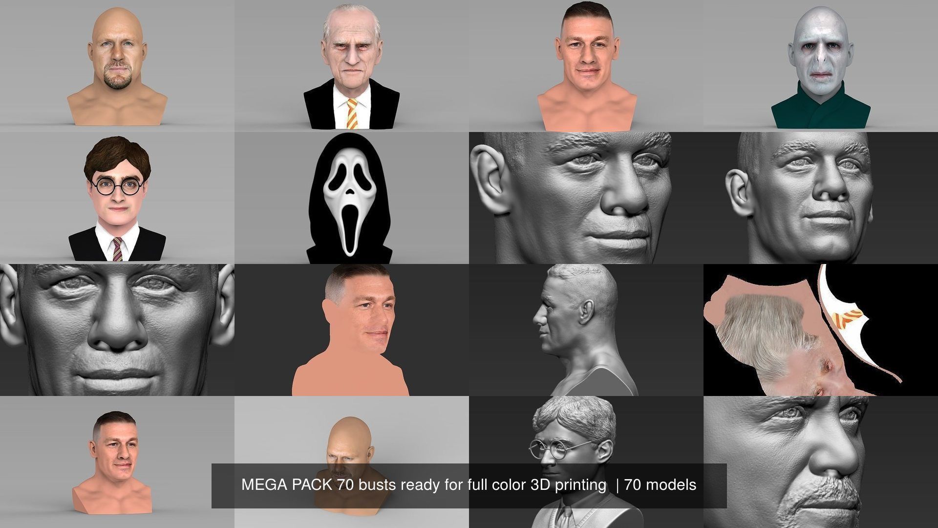MEGA PACK 70 busts ready for full color 3D printing  3D Model Collection_33
