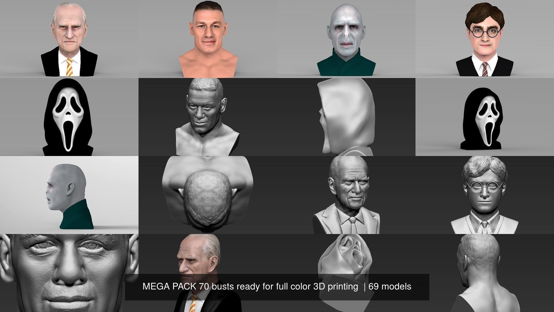 MEGA PACK 70 busts ready for full color 3D printing  3D Model Collection_23