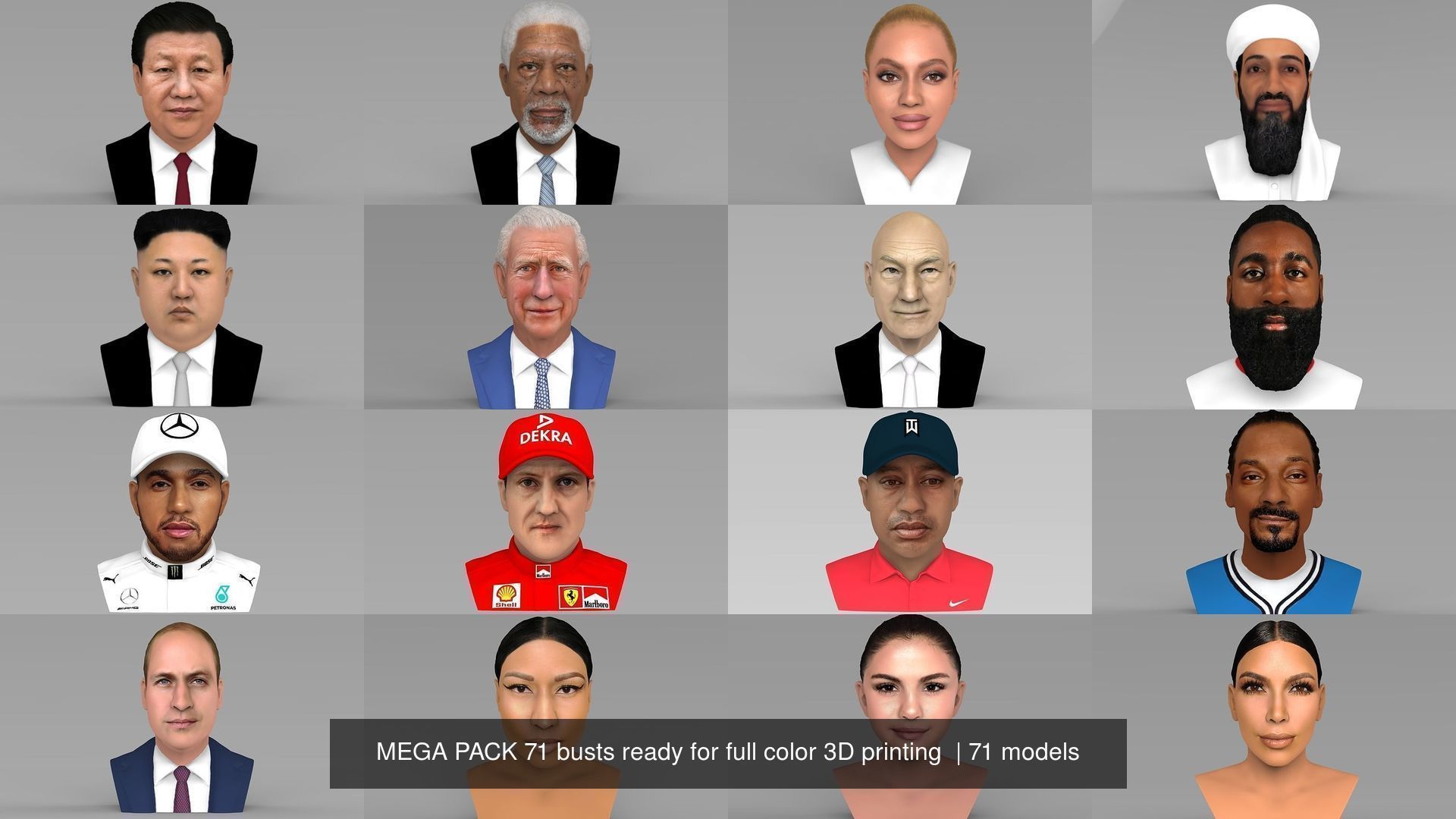 MEGA PACK 70 busts ready for full color 3D printing  3D Model Collection_65