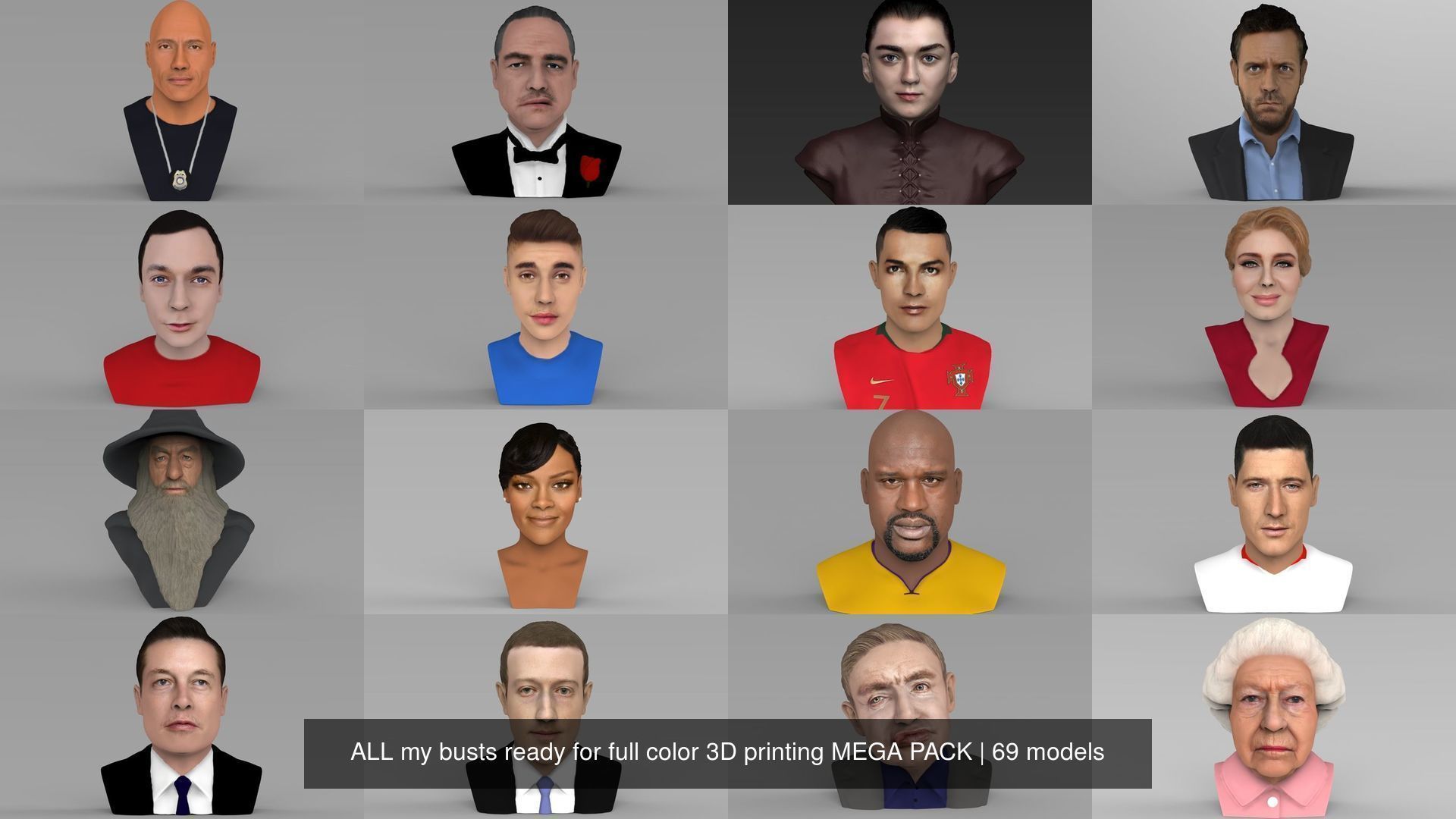 MEGA PACK 70 busts ready for full color 3D printing  3D Model Collection_85