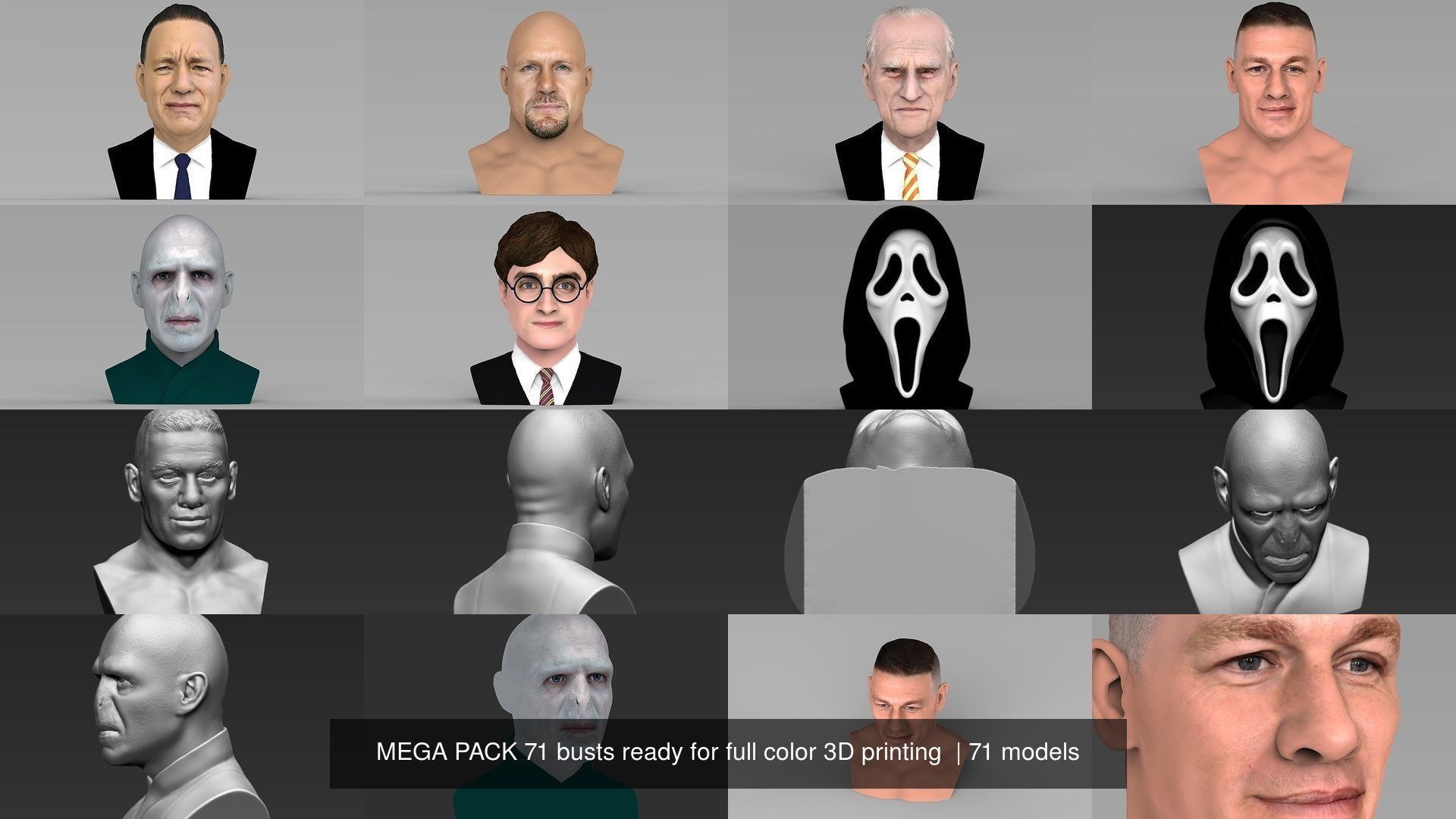 MEGA PACK 70 busts ready for full color 3D printing  3D Model Collection_71