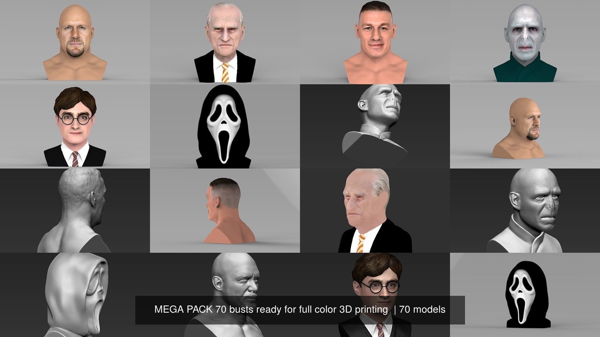 MEGA PACK 70 busts ready for full color 3D printing  3D Model Collection_43