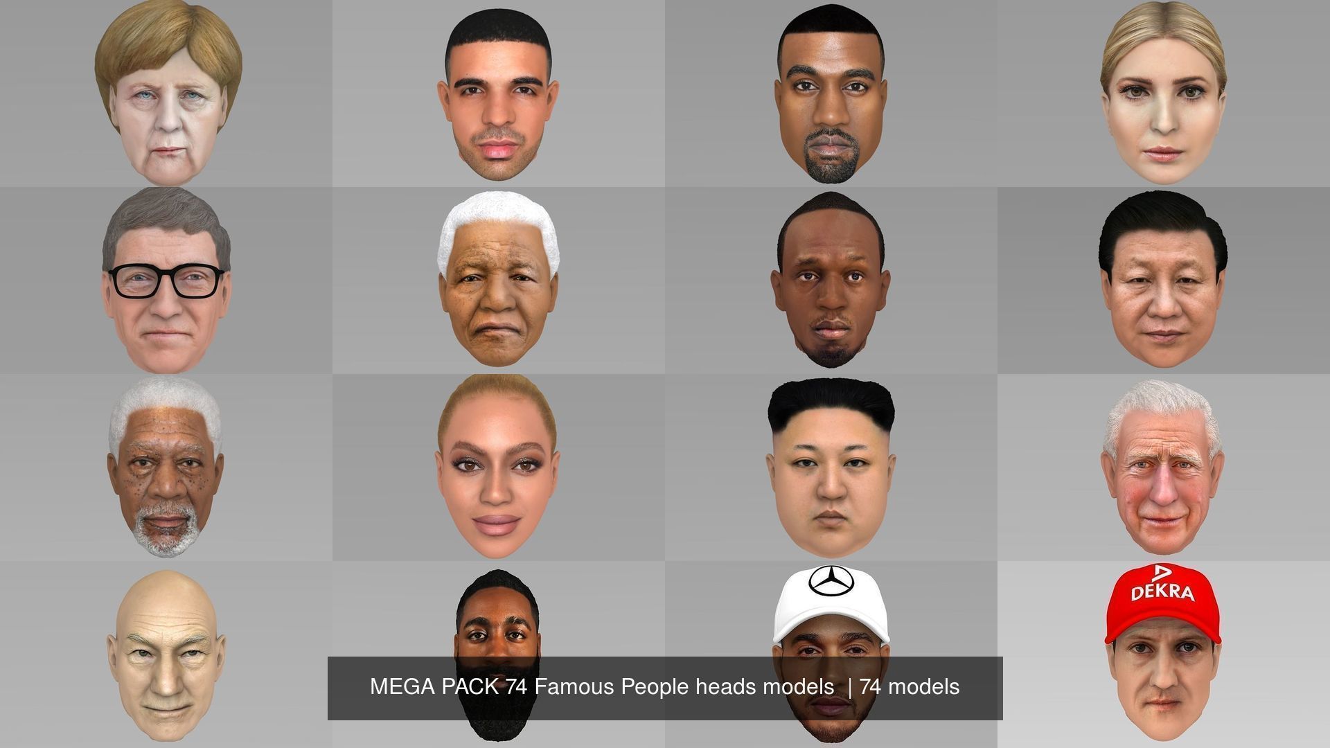 MEGA PACK 74 Famous People heads models  3D Model Collection_22