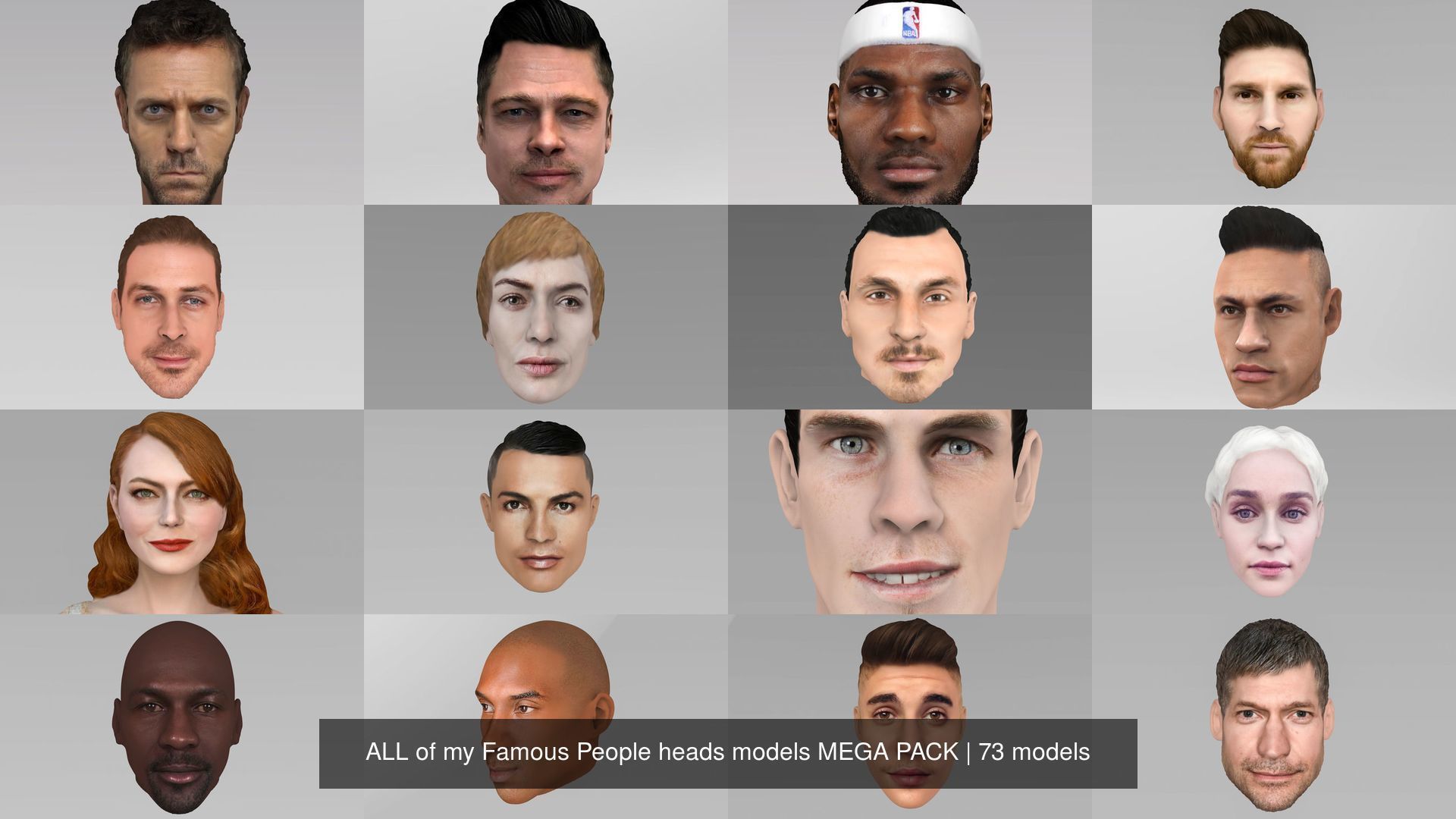 MEGA PACK 74 Famous People heads models  3D Model Collection_69