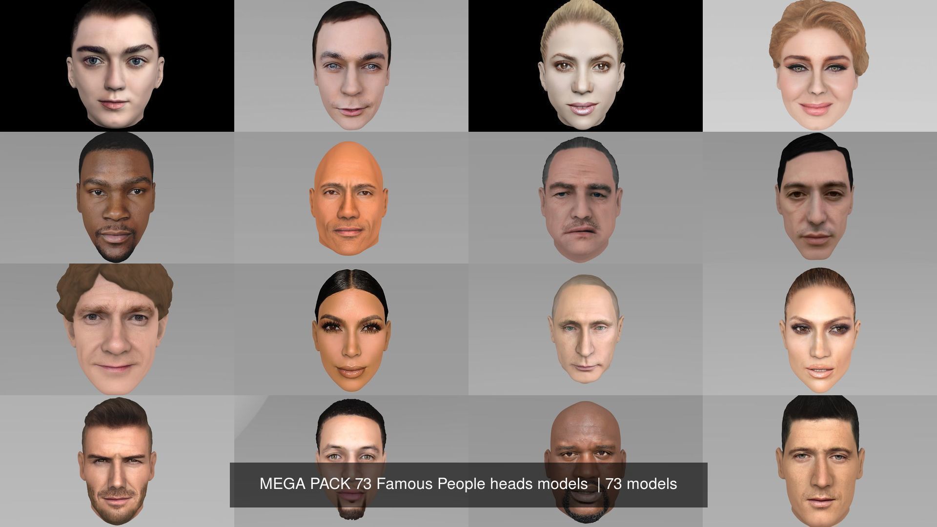 MEGA PACK 74 Famous People heads models  3D Model Collection_42