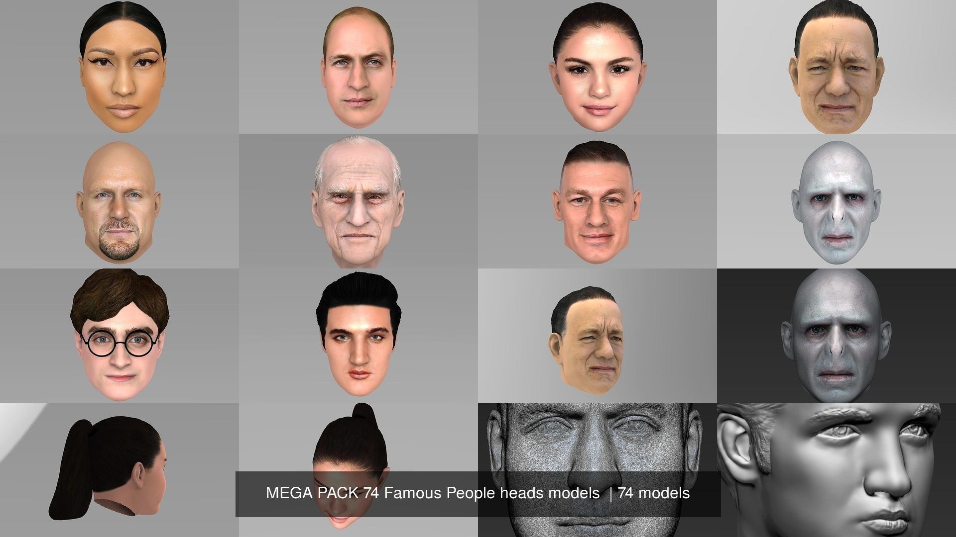 MEGA PACK 74 Famous People heads models  3D Model Collection_18