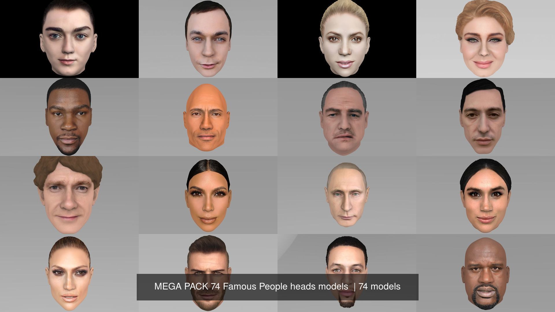 MEGA PACK 74 Famous People heads models  3D Model Collection_8