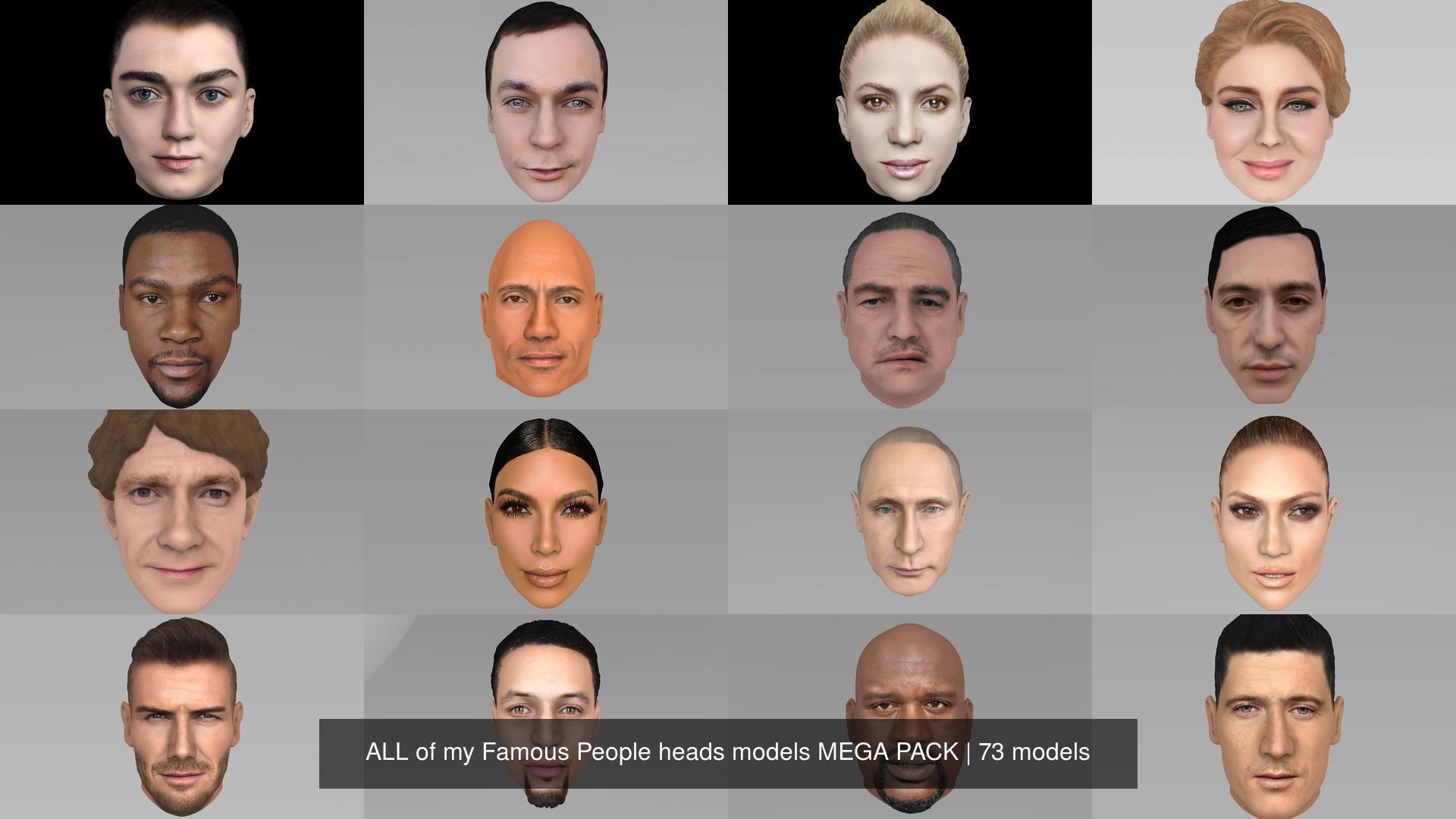 MEGA PACK 74 Famous People heads models  3D Model Collection_60
