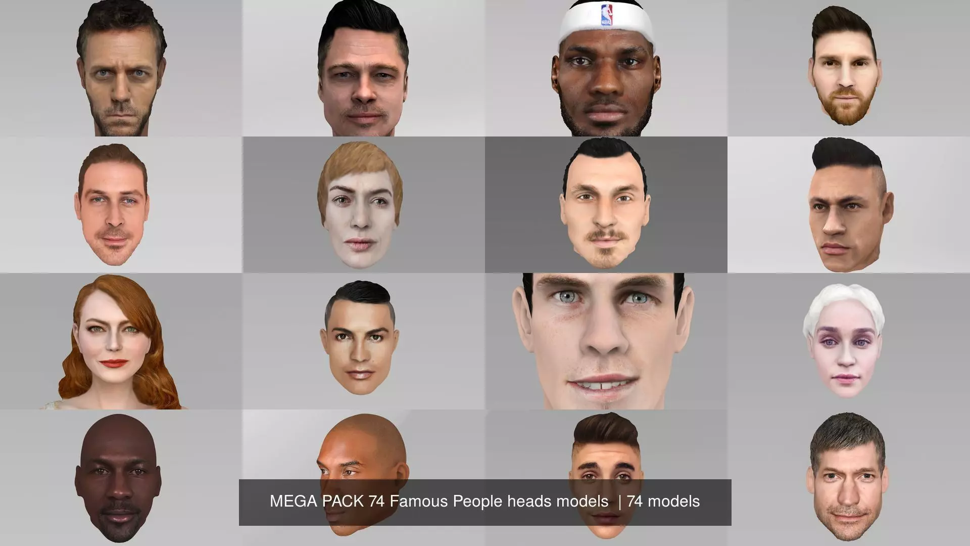 MEGA PACK 74 Famous People heads models  3D Model Collection_1