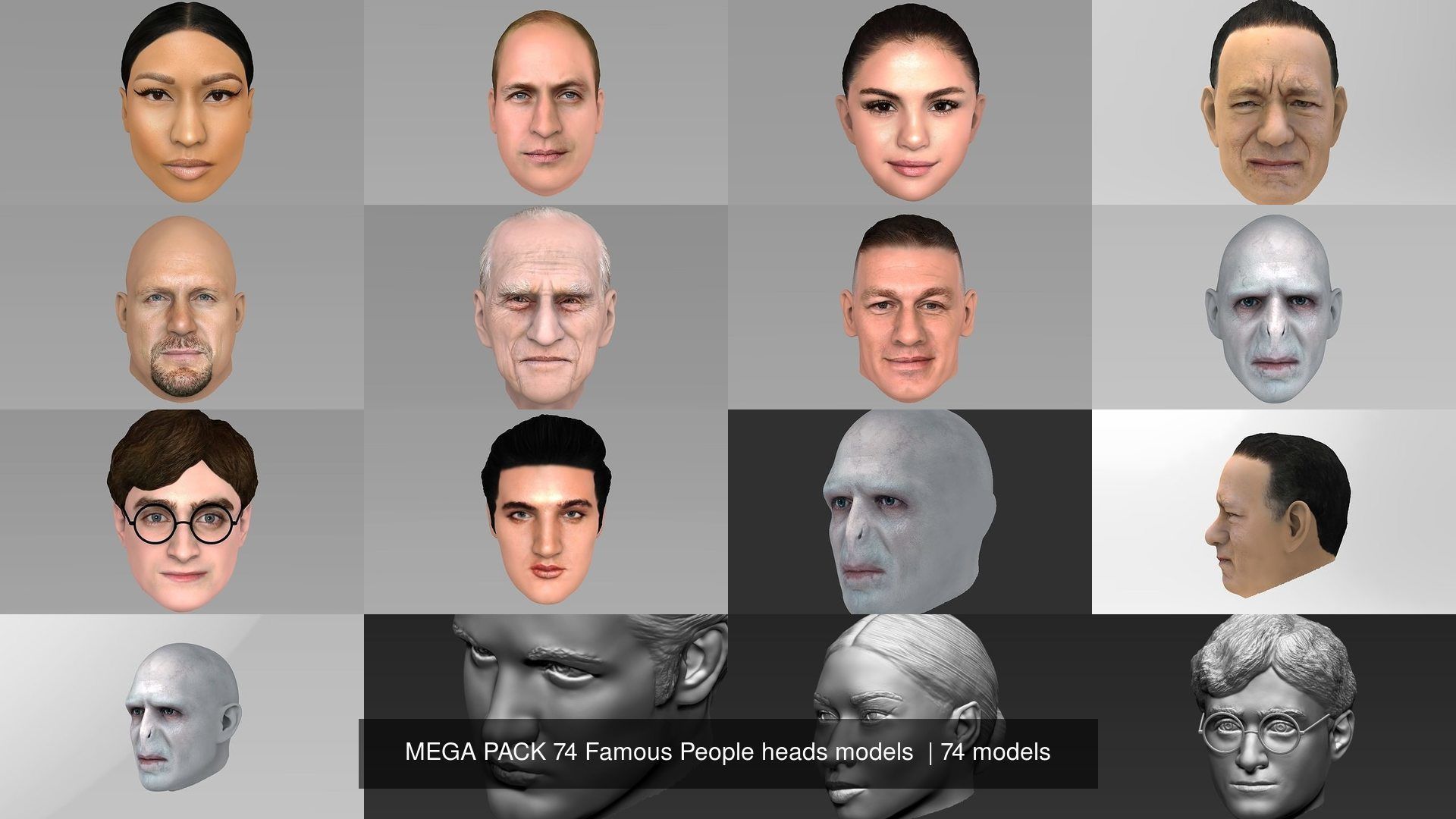 MEGA PACK 74 Famous People heads models  3D Model Collection_9