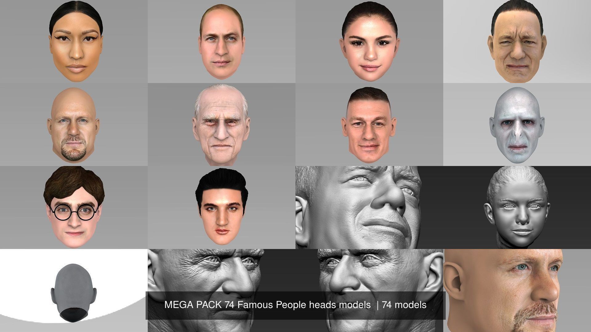 MEGA PACK 74 Famous People heads models  3D Model Collection_44