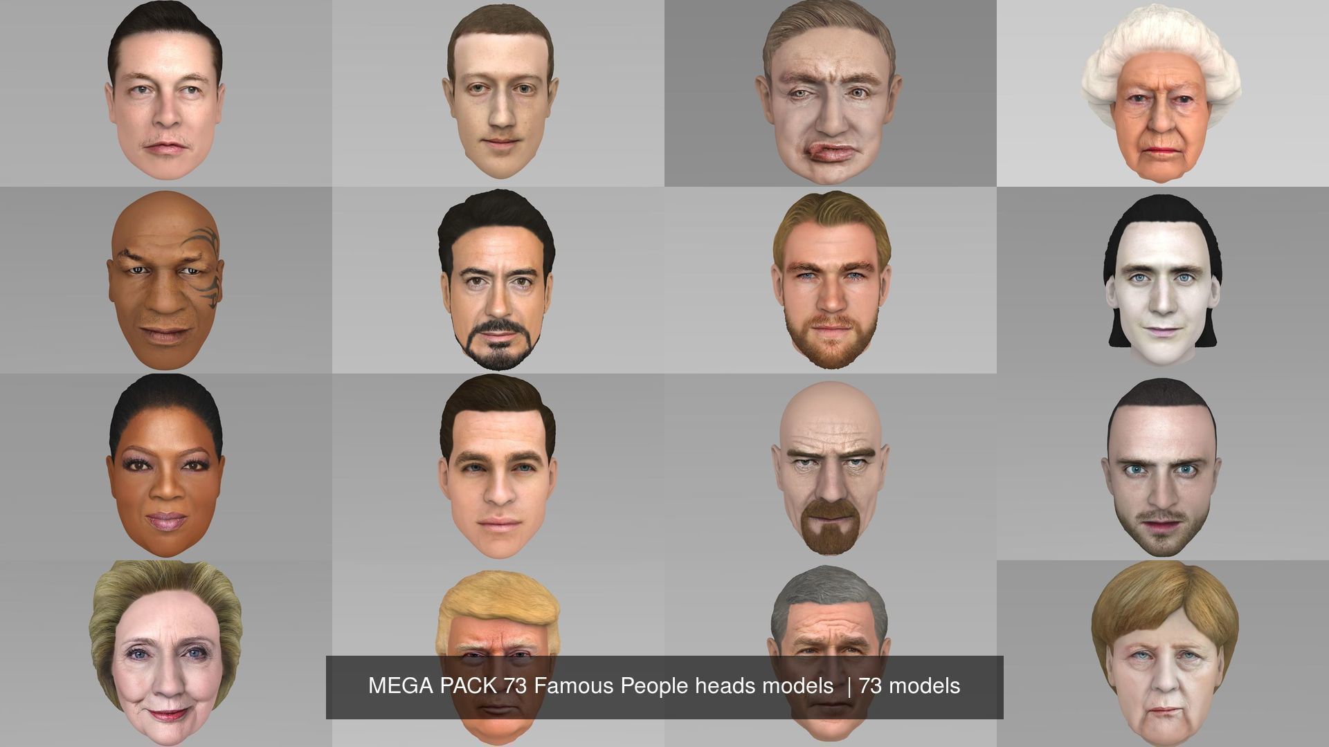 MEGA PACK 74 Famous People heads models  3D Model Collection_54
