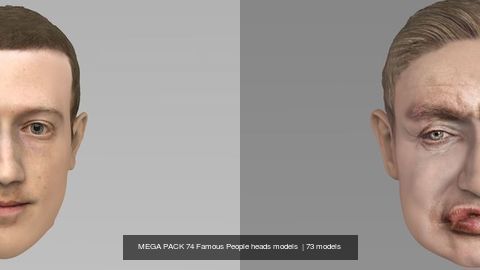 MEGA PACK 74 Famous People heads models  3D Model Collection_34
