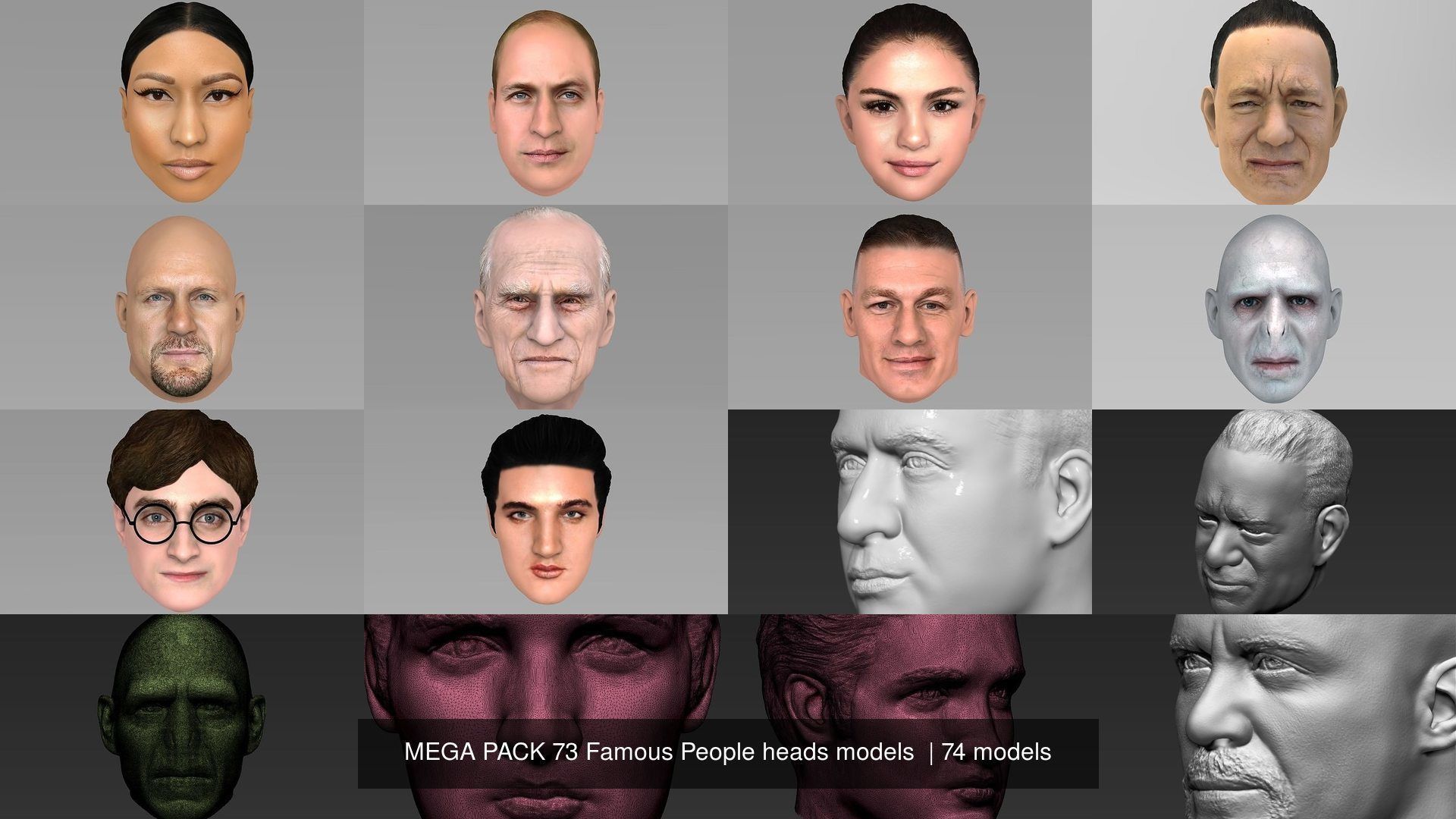 MEGA PACK 74 Famous People heads models  3D Model Collection_75