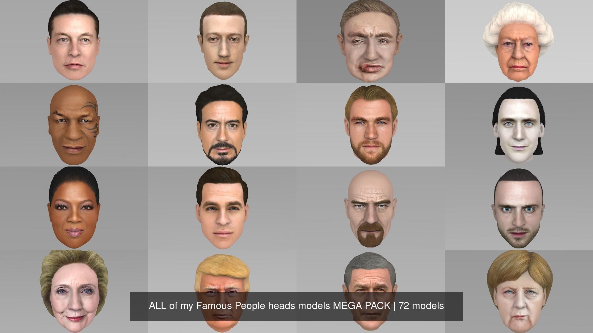 MEGA PACK 74 Famous People heads models  3D Model Collection_132