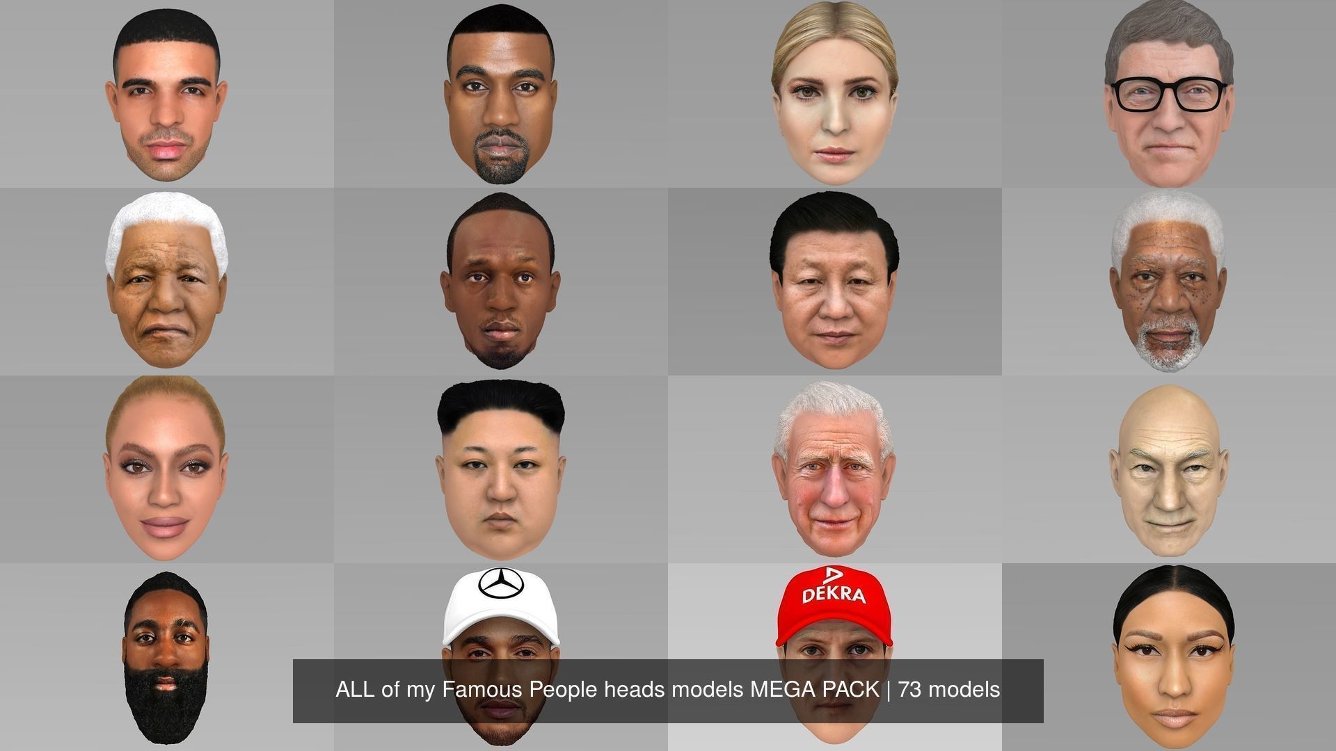 MEGA PACK 74 Famous People heads models  3D Model Collection_84