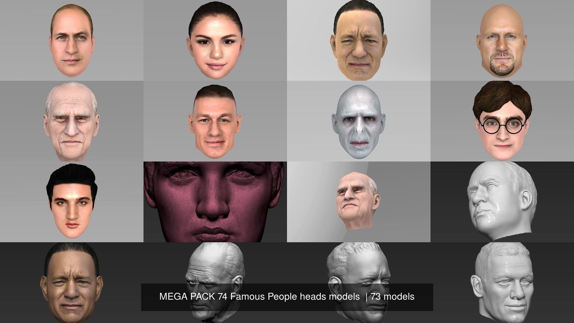 MEGA PACK 74 Famous People heads models  3D Model Collection_19