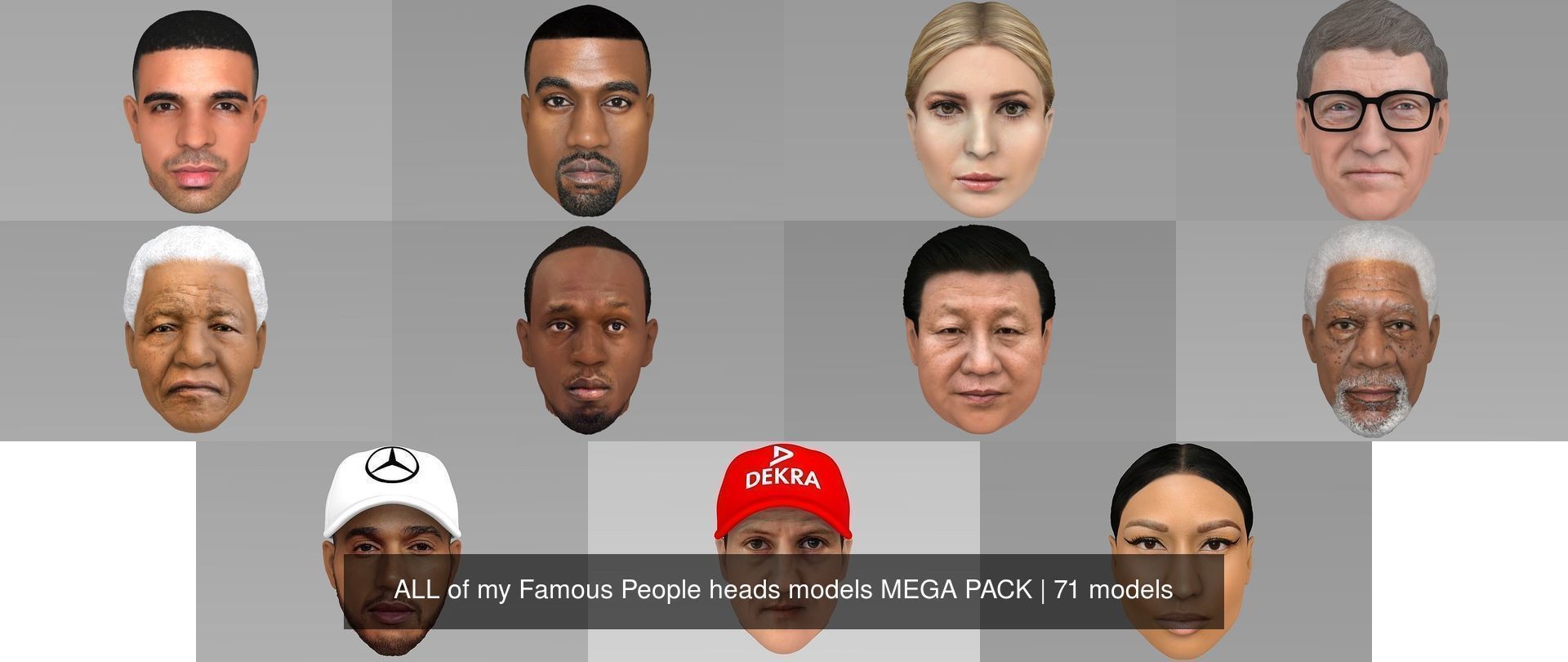 MEGA PACK 74 Famous People heads models  3D Model Collection_138