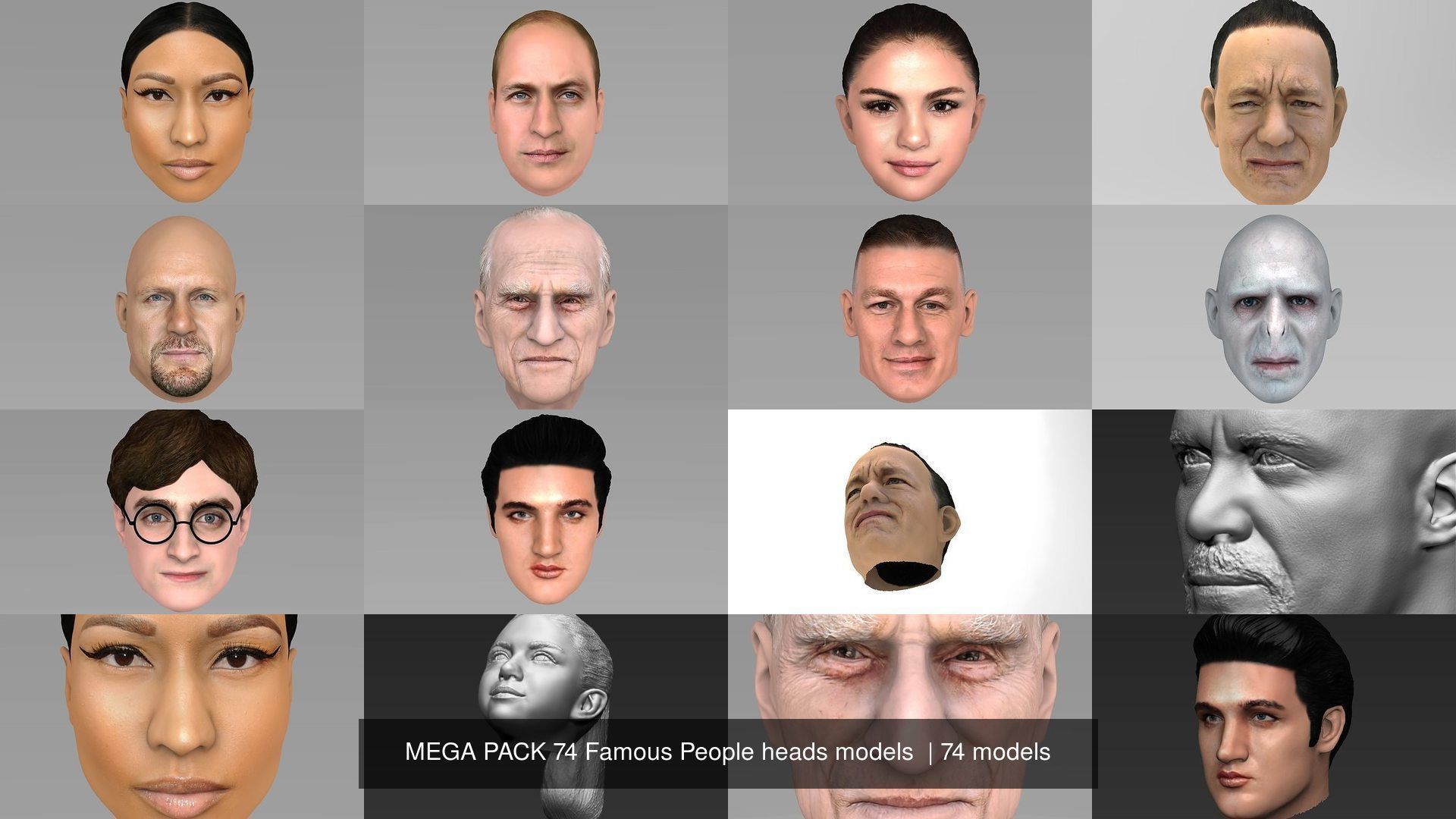 MEGA PACK 74 Famous People heads models  3D Model Collection_26