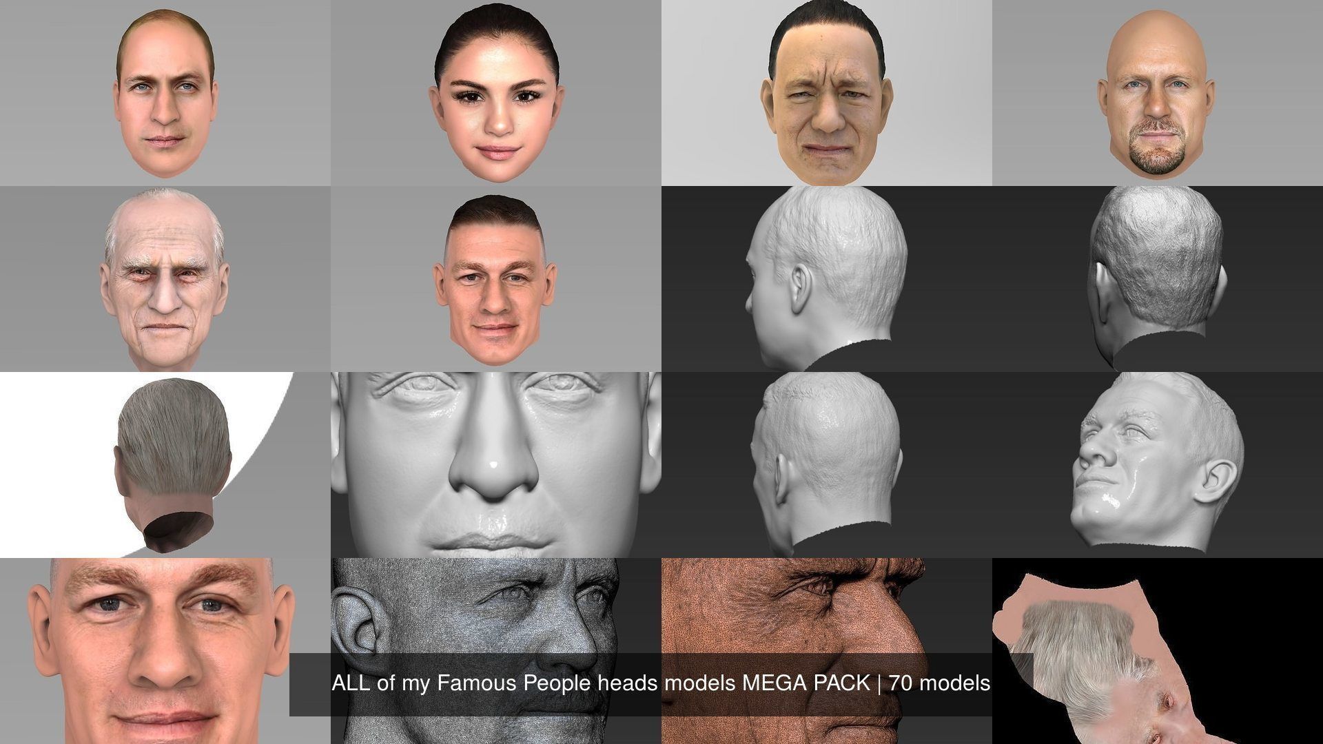 MEGA PACK 74 Famous People heads models  3D Model Collection_149