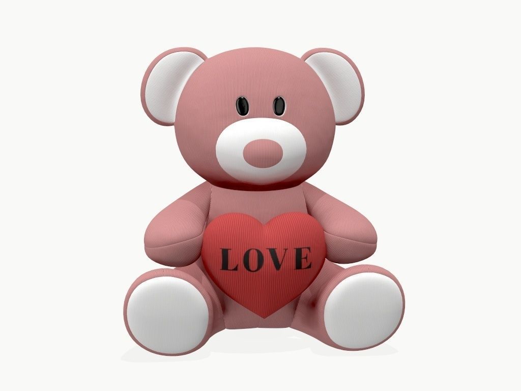 bear teddy plush toy with heart 3D model_13