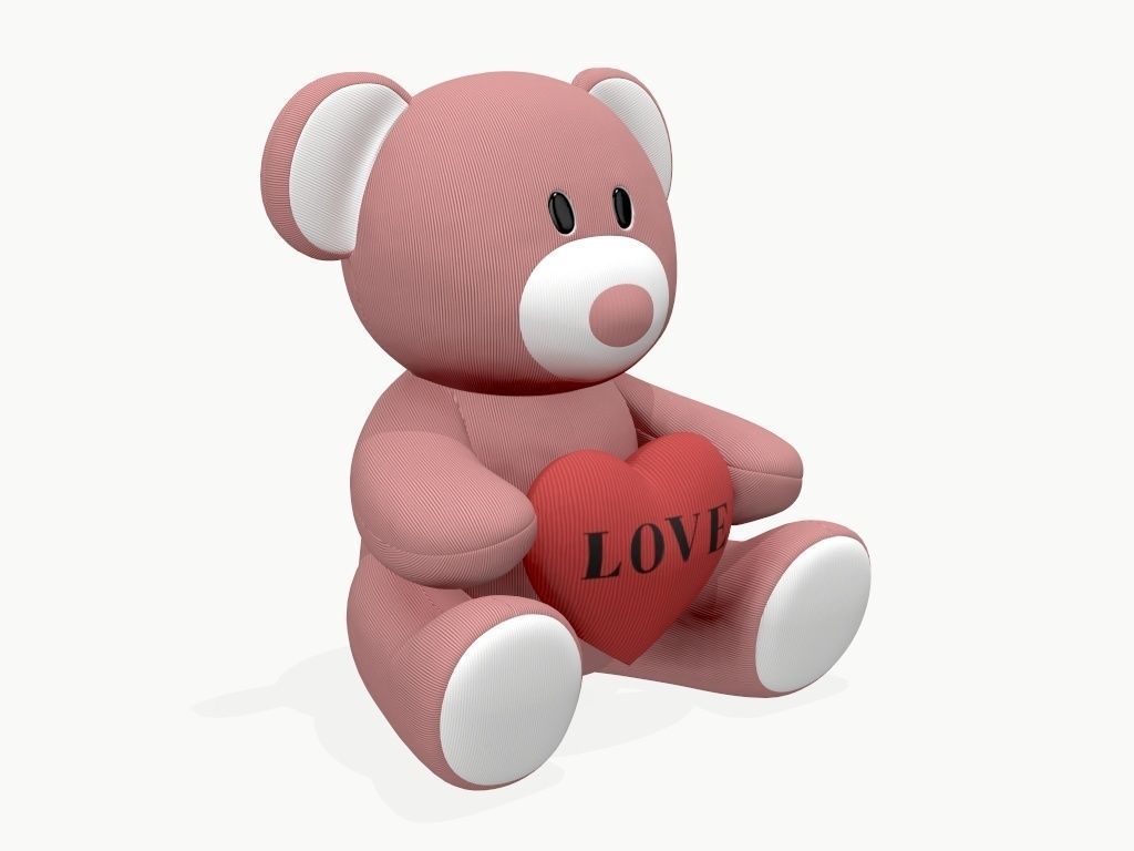 bear teddy plush toy with heart 3D model_7
