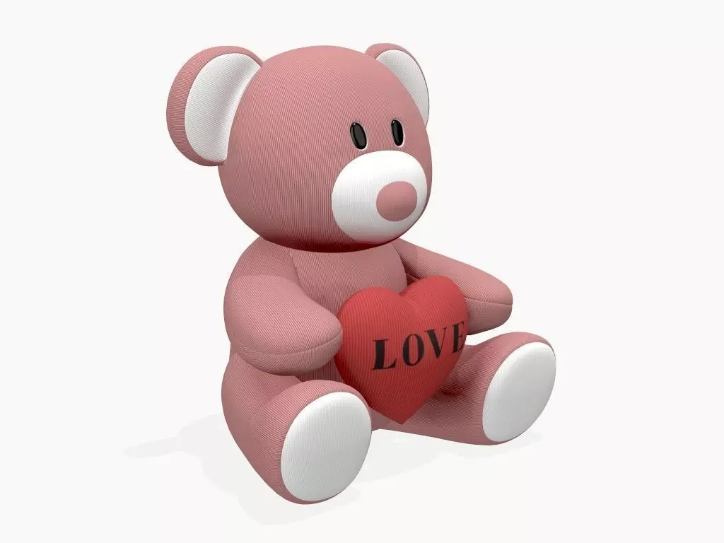 bear teddy plush toy with heart 3D model_0