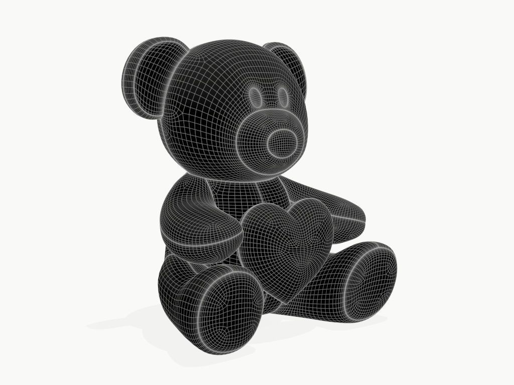 bear teddy plush toy with heart 3D model_8