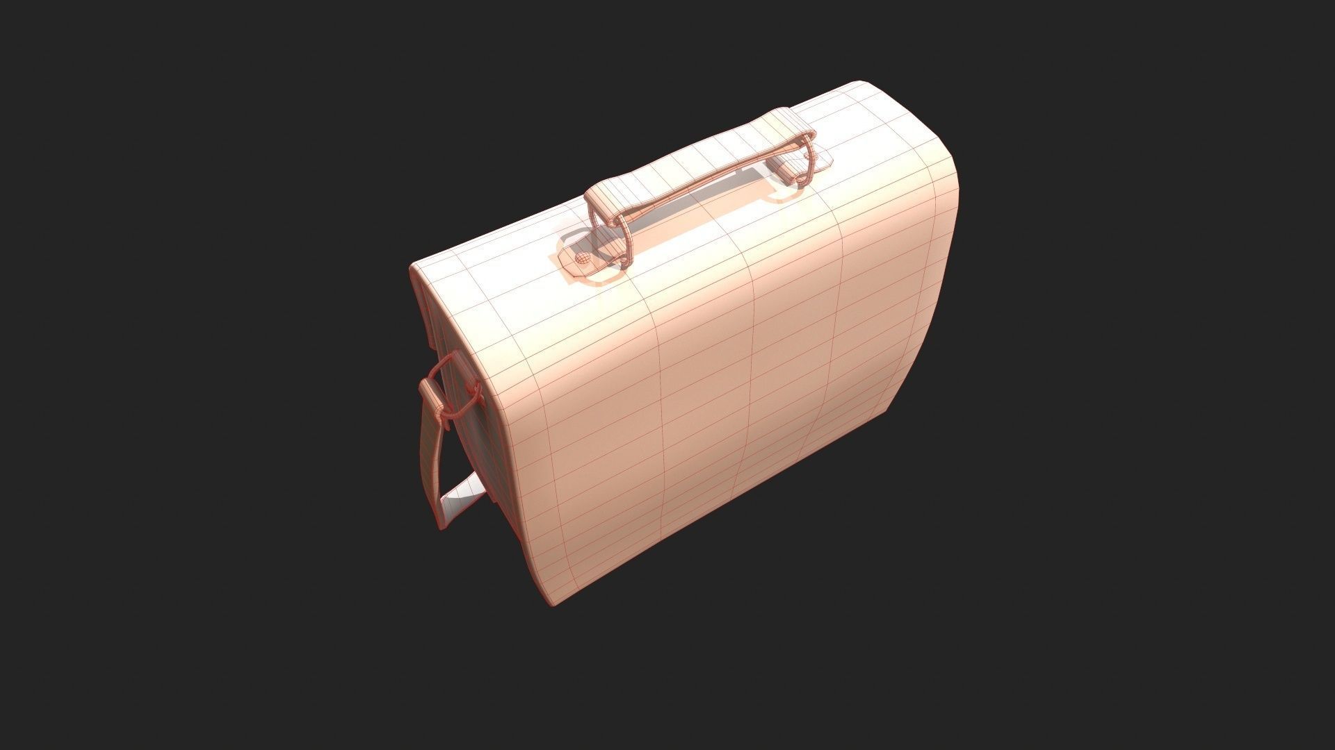 Leather Satchel - Leather Bag - Leather Luggage Low-poly 3D model_11