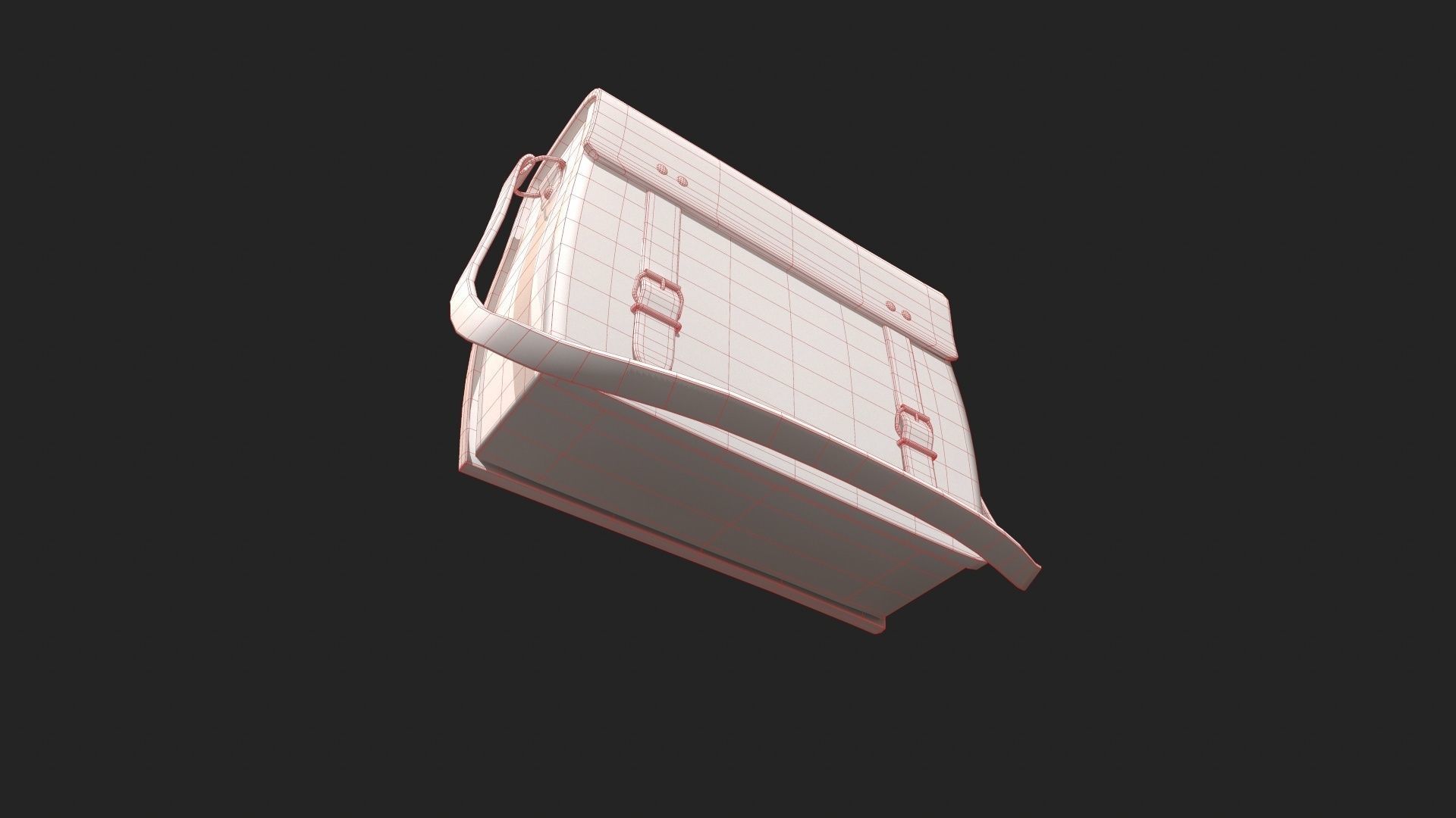 Leather Satchel - Leather Bag - Leather Luggage Low-poly 3D model_13