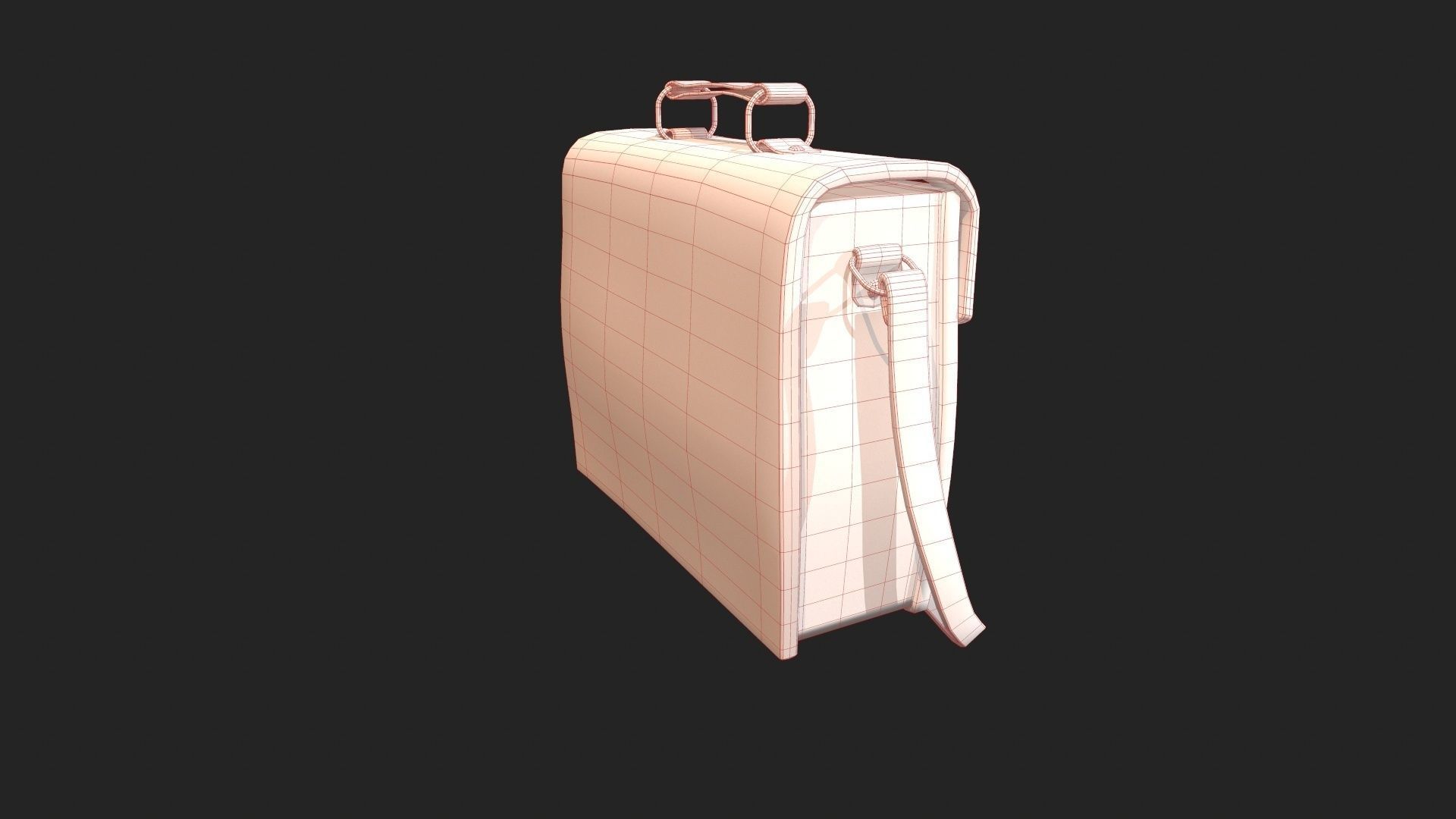 Leather Satchel - Leather Bag - Leather Luggage Low-poly 3D model_10