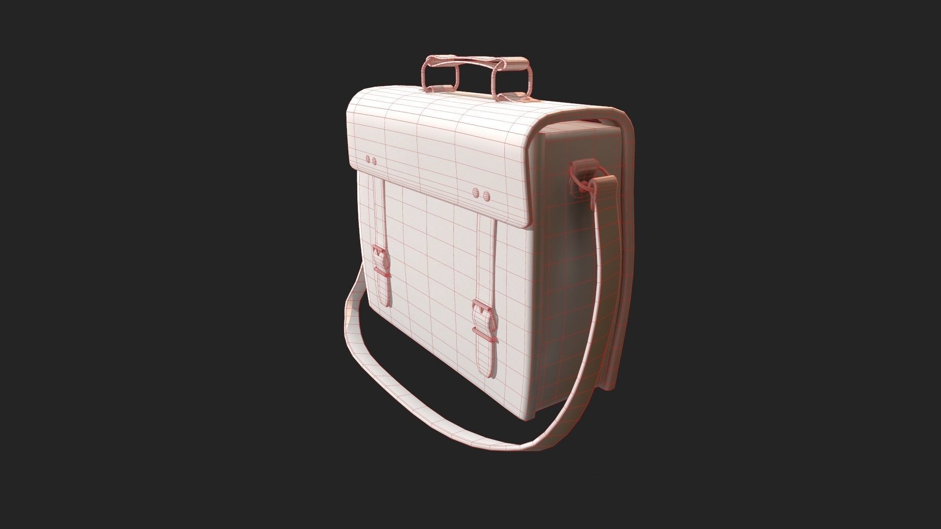 Leather Satchel - Leather Bag - Leather Luggage Low-poly 3D model_12