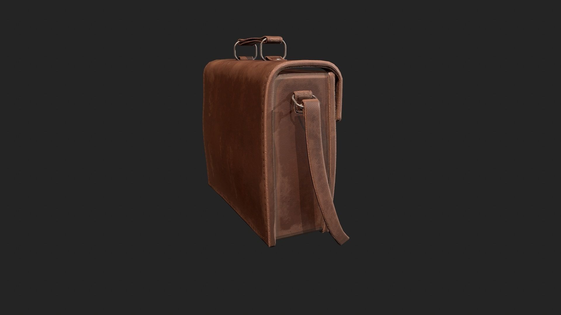 Leather Satchel - Leather Bag - Leather Luggage Low-poly 3D model_2
