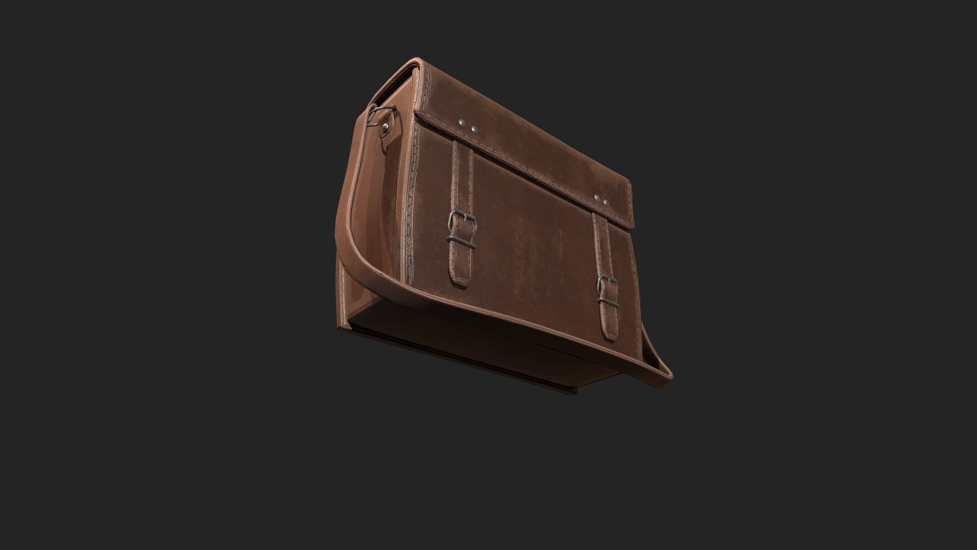Leather Satchel - Leather Bag - Leather Luggage Low-poly 3D model_6