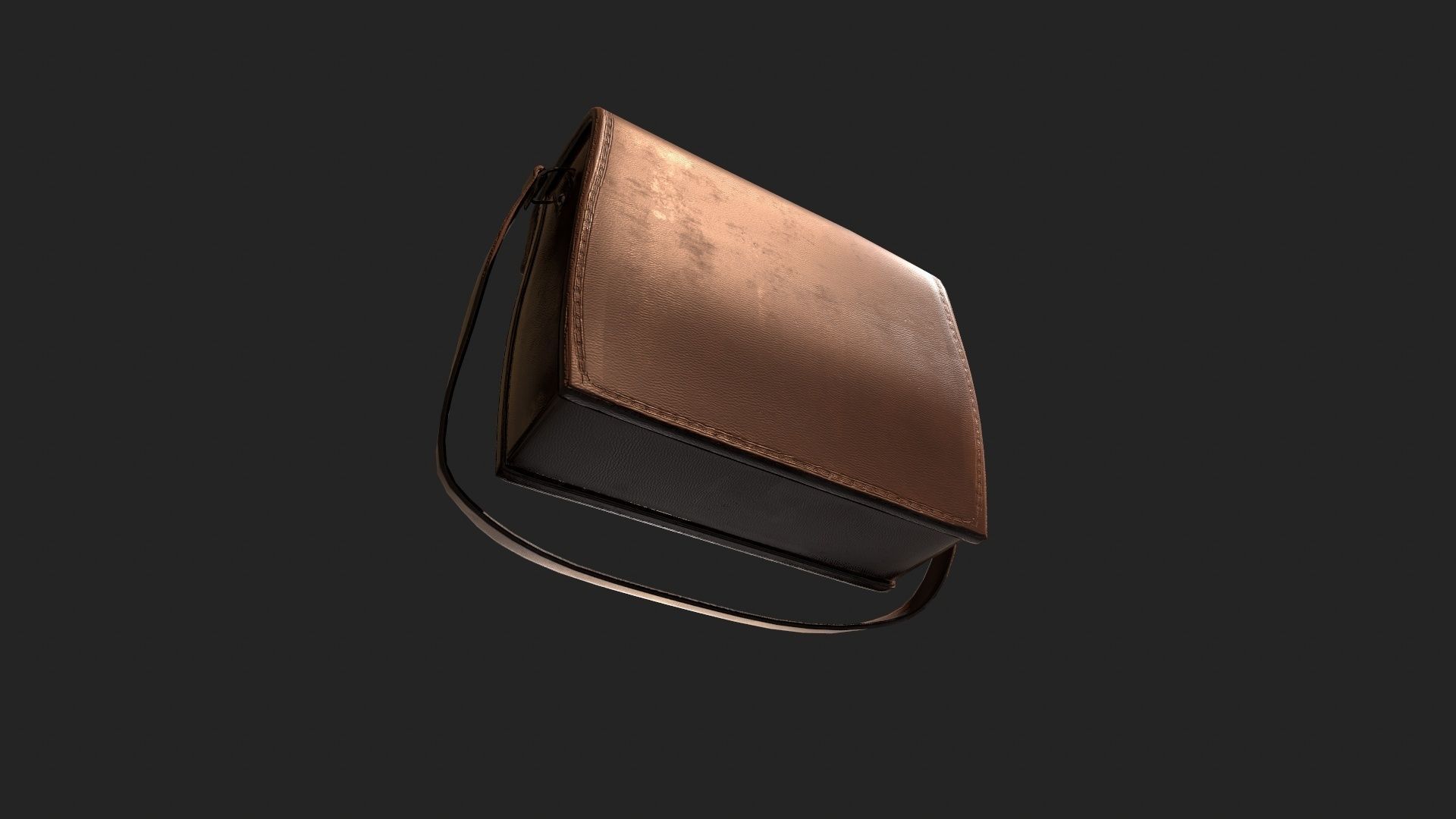 Leather Satchel - Leather Bag - Leather Luggage Low-poly 3D model_7