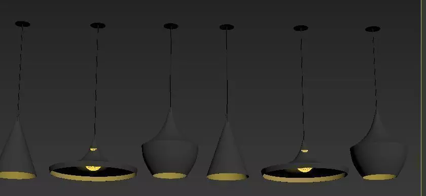 light set of gold pendant lights Free 3D model_0