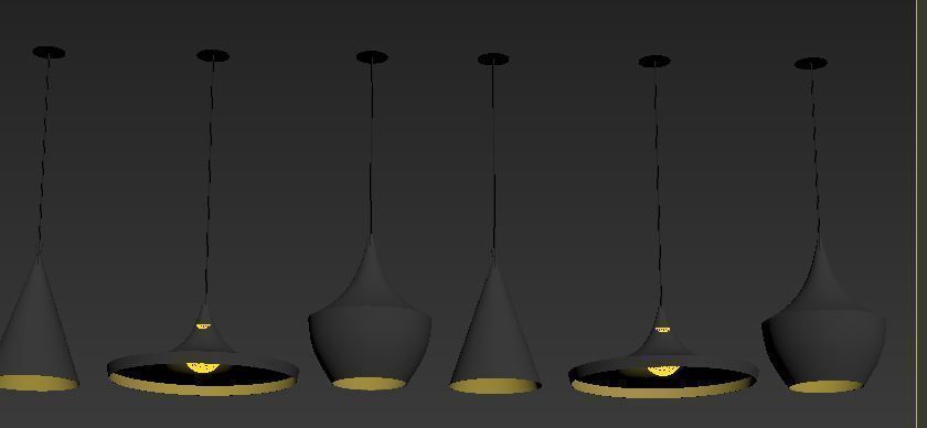 light set of gold pendant lights Free 3D model_1