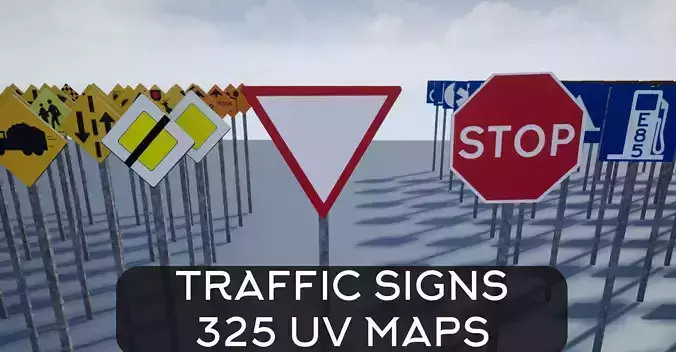 Traffic Sign Pack Low-poly 3D model