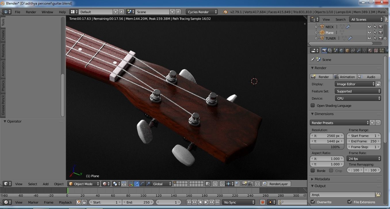 REALISTIC GUITAR 3D MODEL ukulele 3D model_3