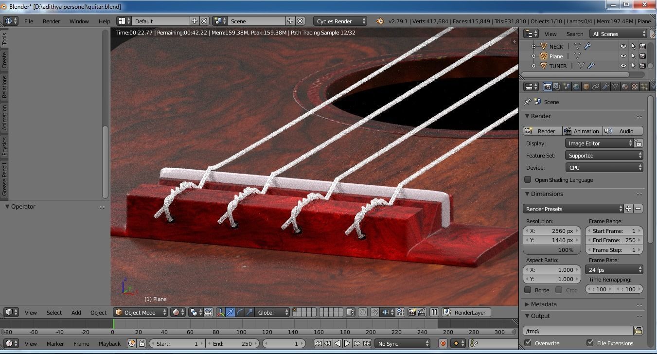 REALISTIC GUITAR 3D MODEL ukulele 3D model_5