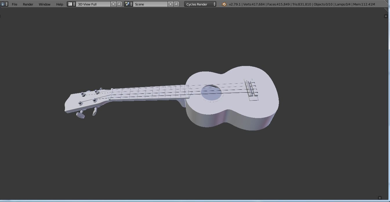 REALISTIC GUITAR 3D MODEL ukulele 3D model_2