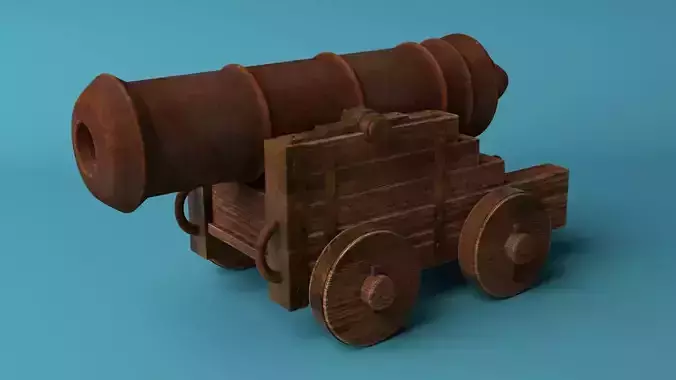 Medieval Cannon Low-poly 3D model
