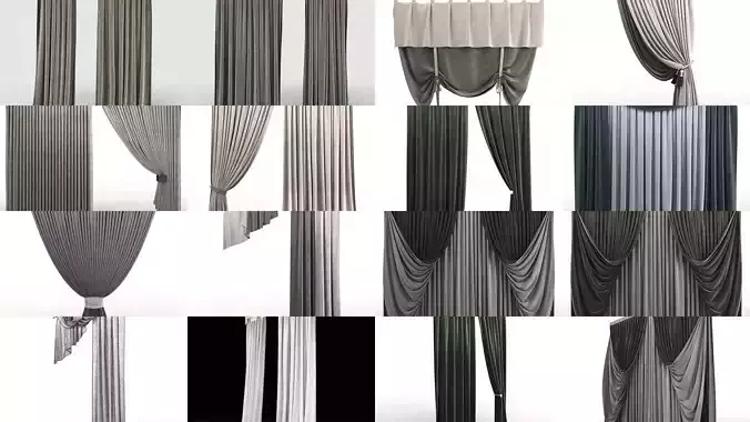 Curtains 44 models 3D Model Collection